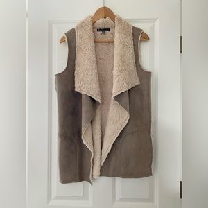 Saks Fifth Avenue FauxFur Vest XS/S, Taupe/Cream, Like New